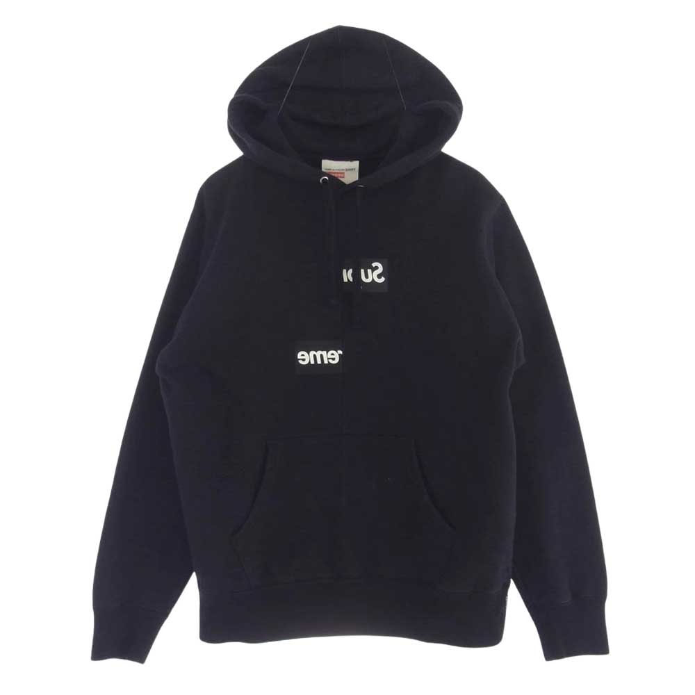 Supreme シュプリーム × COMME des GARCONS コムデギャルソン 18AW Split Box Logo Hooded Sweatshirt スプリット ボックス ロゴ プリント フーデッド スウェットシャツプルオーバー パーカー【中古】