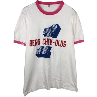 古着 70年代 ヘインズ Hanes BERG CHEV-OLDS リンガーTシャツ USA製 メンズXL相当 ヴィンテージ/eaa644436