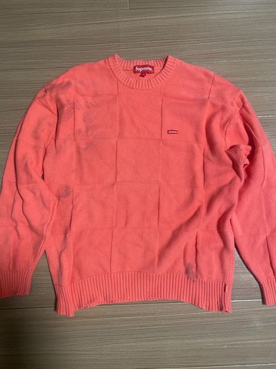 Supreme Tonal Checkerboard Small Box Sweater "Coral"