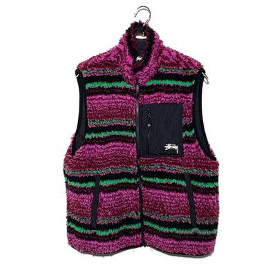Stussy STRIPED SHERPA VEST "Grape"