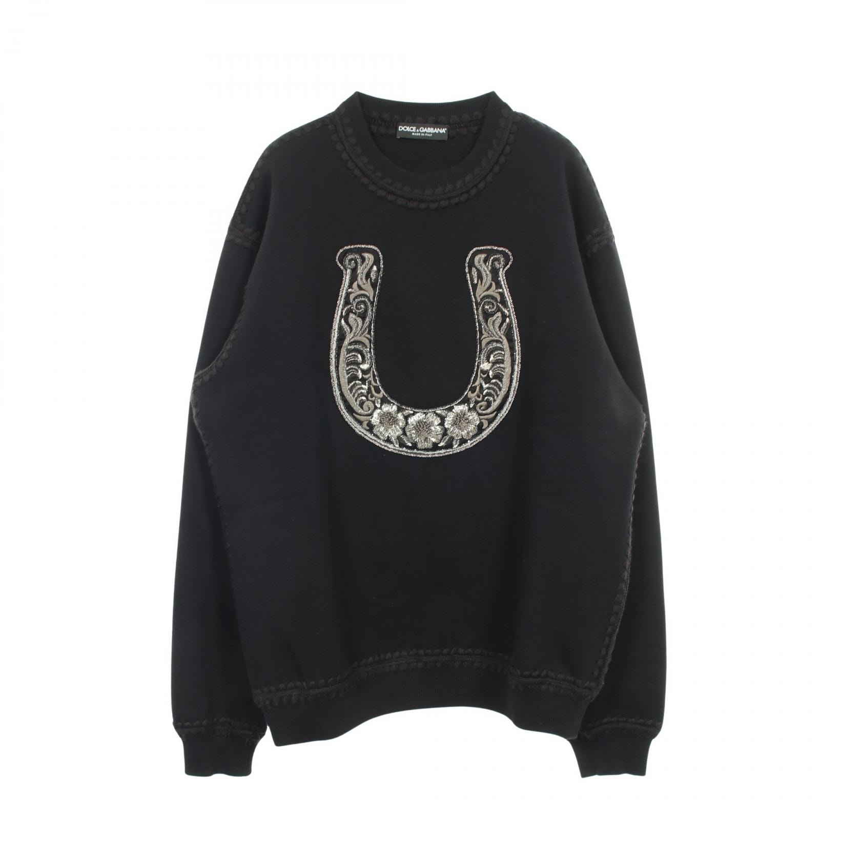 ドルチェアンドガッバーナ DOLCE & GABBANA シーホース ビーズ スウェット 衣料品 トップス コットン ポリエステル メンズ ブラック系 【中古】