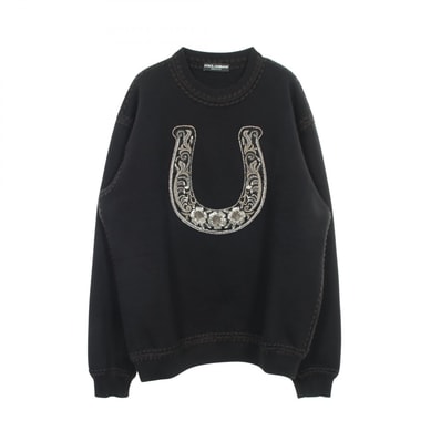 ドルチェアンドガッバーナ DOLCE & GABBANA シーホース ビーズ スウェット 衣料品 トップス コットン ポリエステル メンズ ブラック系 【中古】