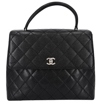 CHANEL シャネル ハンドバッグ マトラッセ ココマーク ターンロック トップハンドル A12397 キャビアスキン ブラック 黒 シルバー金具 レディース【中古品】