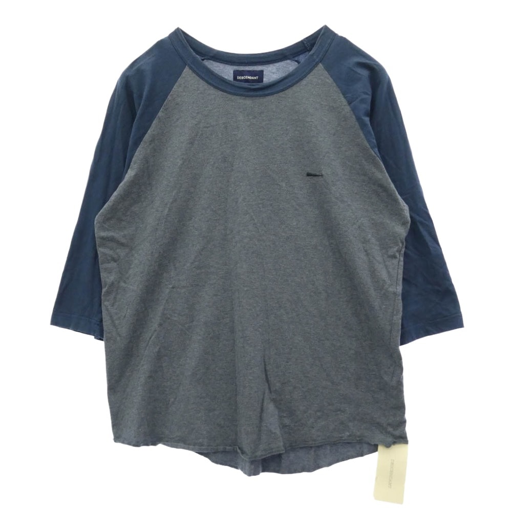 DESCENDANT ディセンダント 18SS 181ATDS-CSM19 CHARLIE JERSEY TQS  CACHALOT カシャロ刺繍 ポケット 長袖 カットソー 七分丈 Tシャツ グレー系 1【中古】