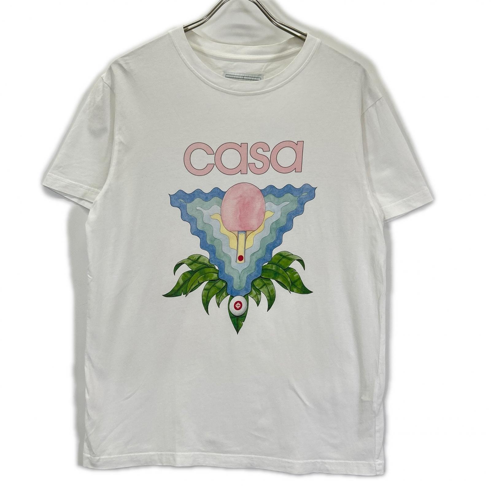 カサブランカ 22SS-3 ホワイト JERSEY SCREEN PRINTED T-SHIRT S