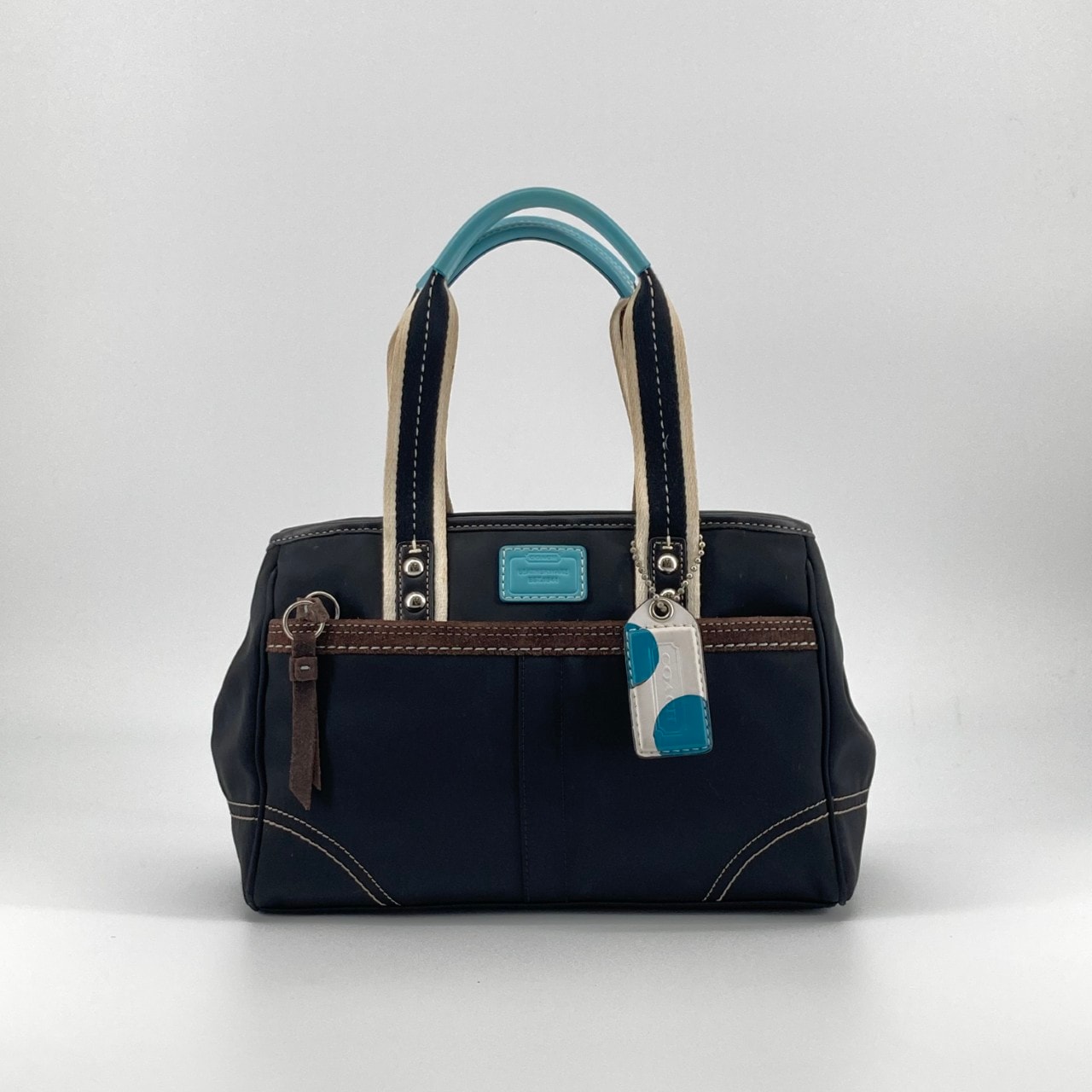 COACH(コーチ) ハンプトンズ ウィークエンド F11992 トートバッグ ブラック × ターコイズブルー