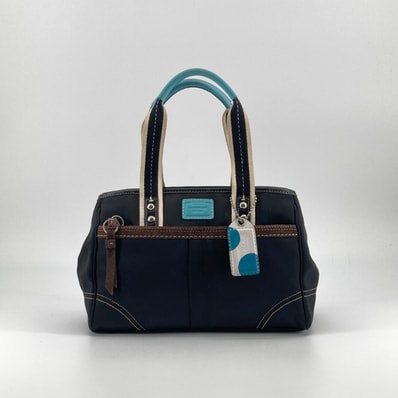 COACH(コーチ) ハンプトンズ ウィークエンド F11992 トートバッグ ブラック × ターコイズブルー
