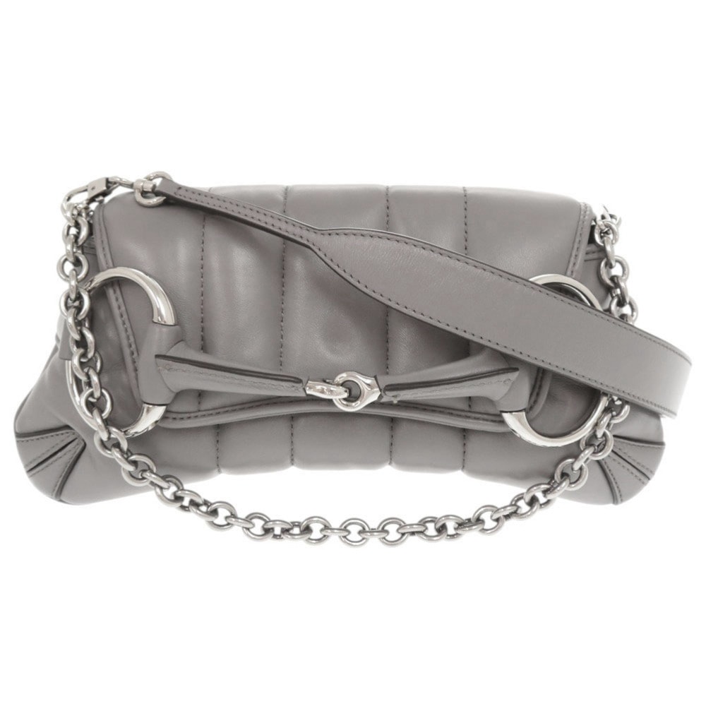 グッチ  ホースビット 764339  レザー  グレー   ショ