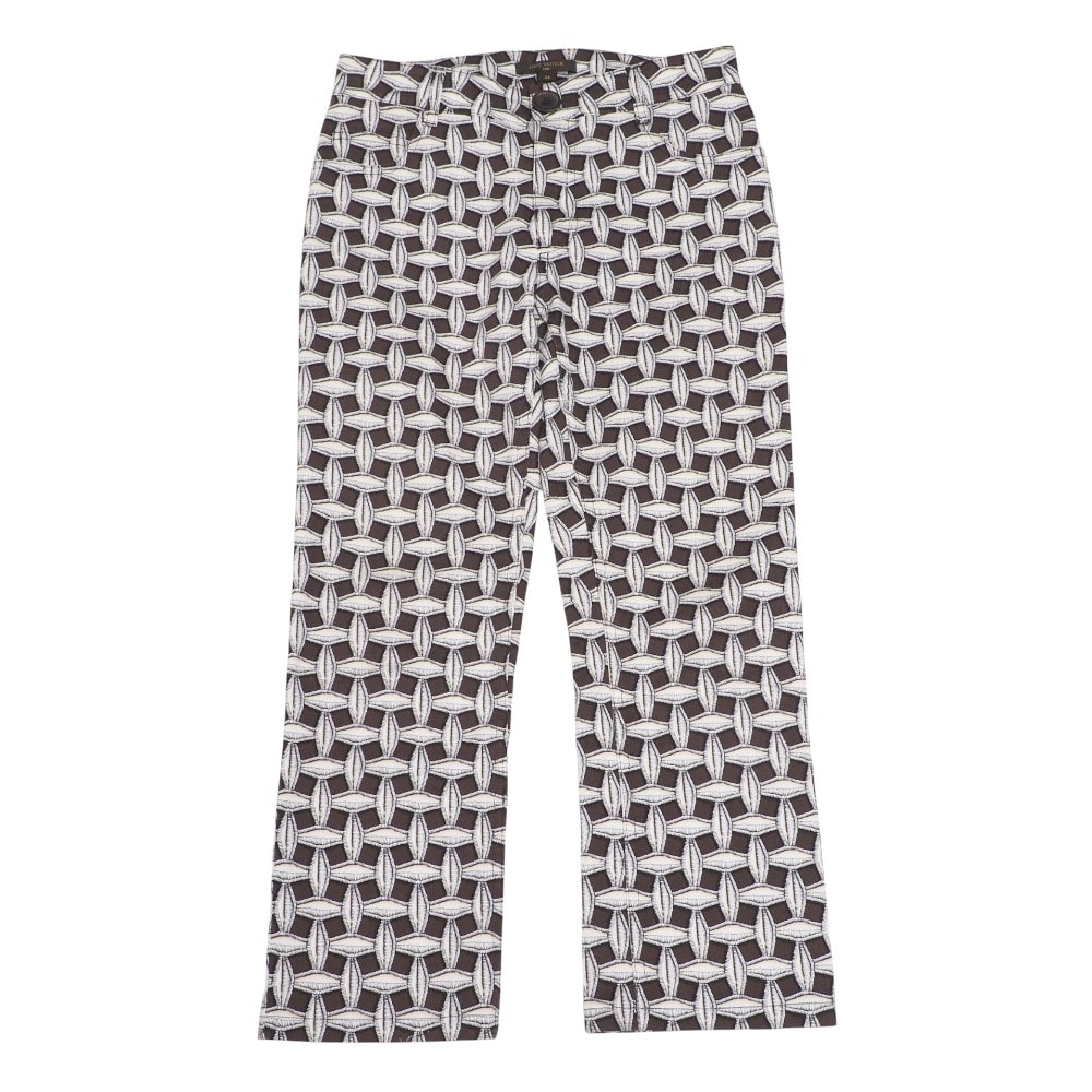 ■美品■LOUIS VUITTON ルイ・ヴィトン パンツ サイズ34 総柄 ストレート ストレッチ クロップドパンツ ブランド古着【中古】20251008/RA6238
