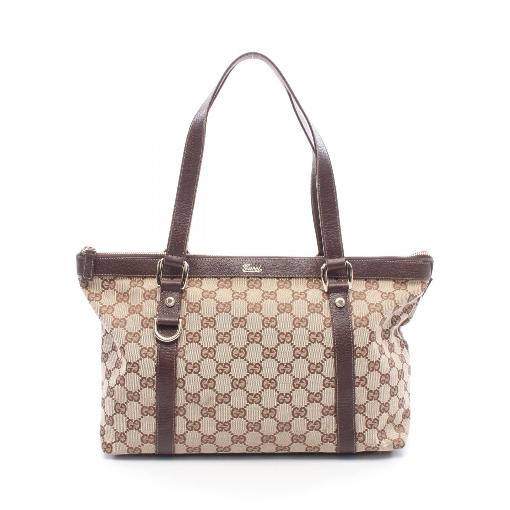 グッチ GUCCI アビー GGキャンバス トートバッグ バッグ キャンバス レザー レディース ベージュ系 / ブラウン系 141470 【中古】