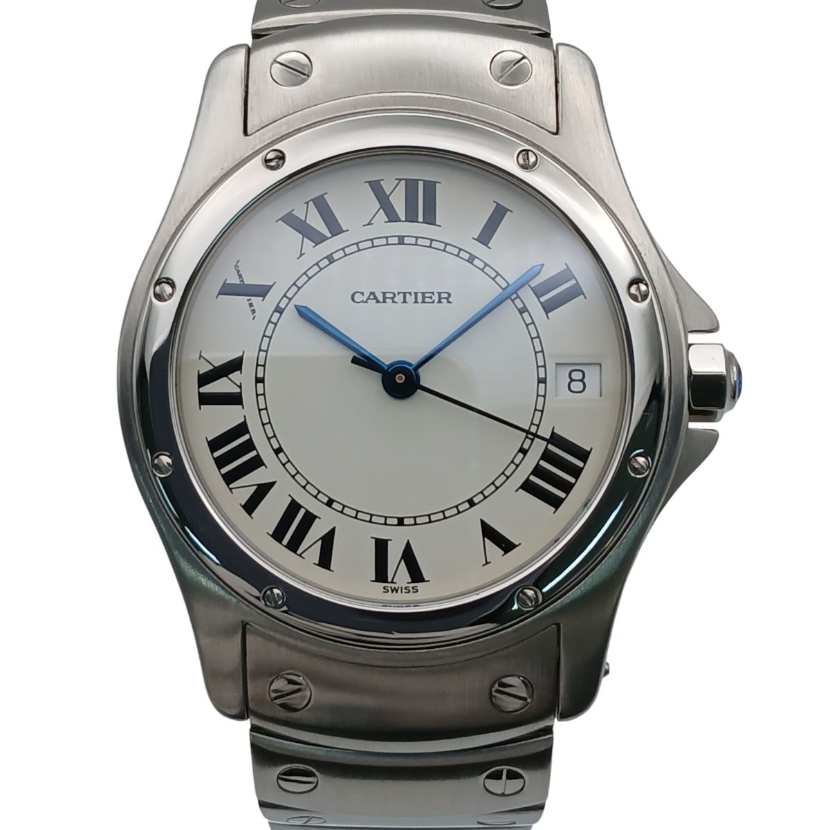 CARTIER カルティエ サントス ロンド LM サントスクーガー LM 33mm 腕時計 W20026K1 ステンレススチール ホワイト  メンズ【中古】