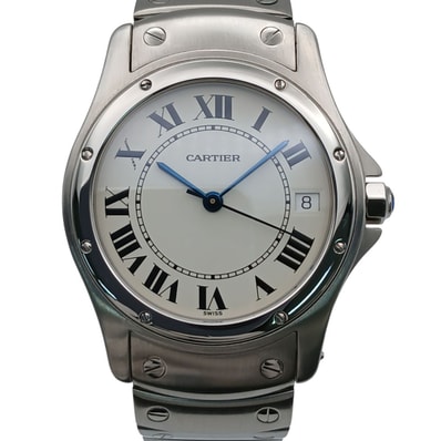 CARTIER カルティエ サントス ロンド LM サントスクーガー LM 33mm 腕時計 W20026K1 ステンレススチール ホワイト メンズ【中古】