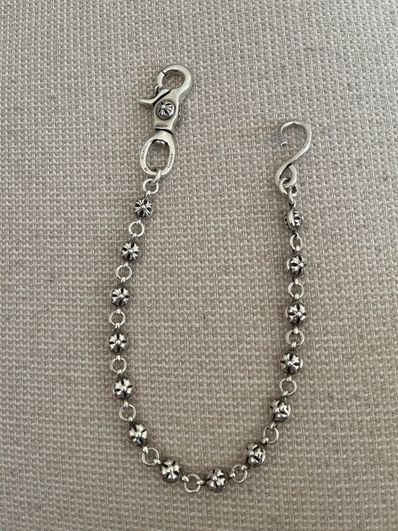 Chrome Hearts 1 Clip #2 Cross Ball Wallet Chain Extra Long "Silver"
