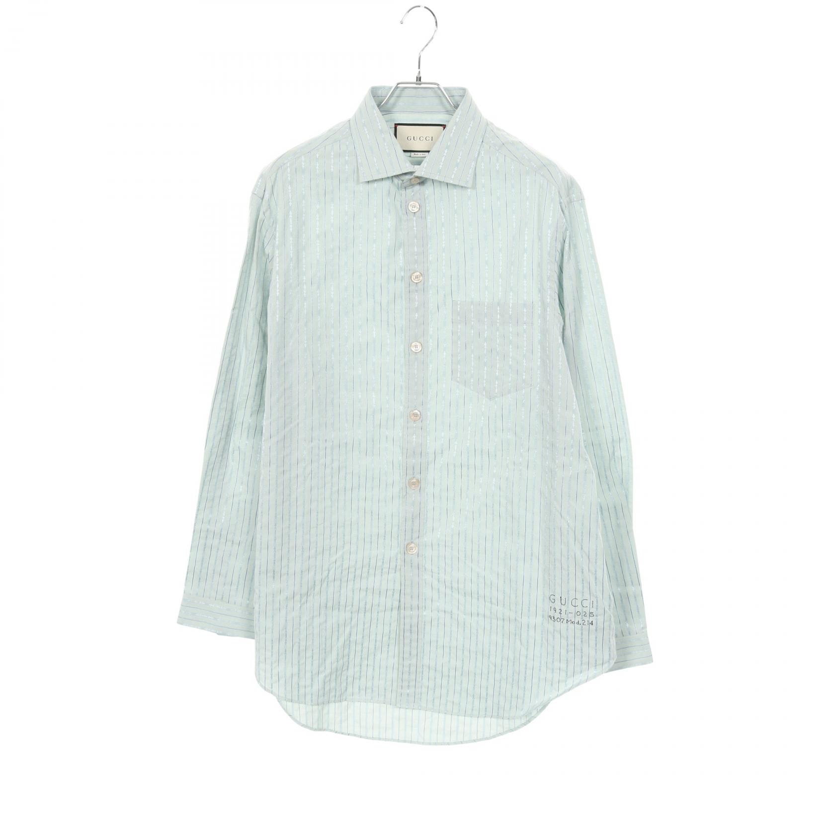 グッチ GUCCI ストライプ 衣料品 トップス コットン レーヨン メンズ ブルー系 574508 【中古】