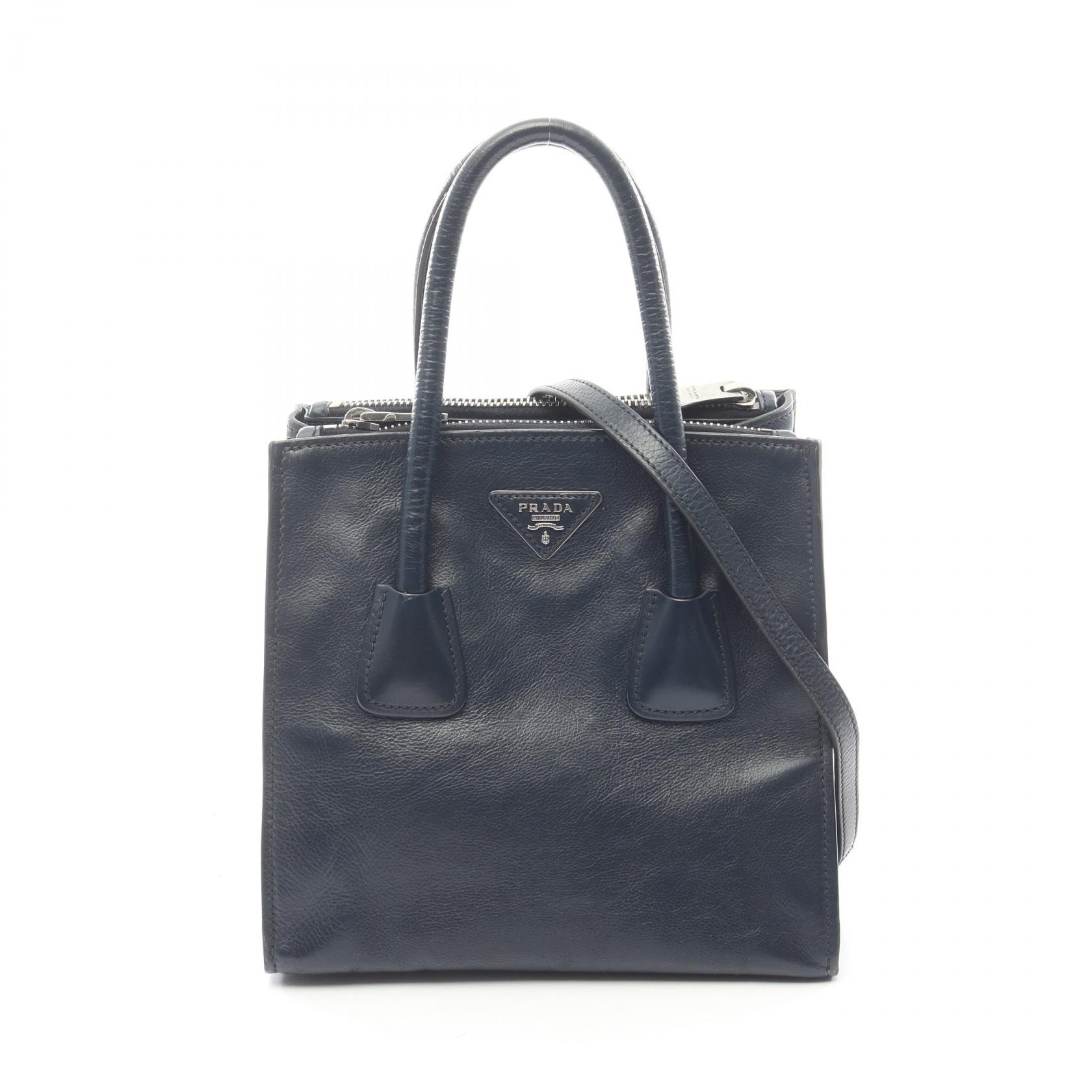 プラダ PRADA ハンドバッグ バッグ レザー レディース ネイビー系 【中古】