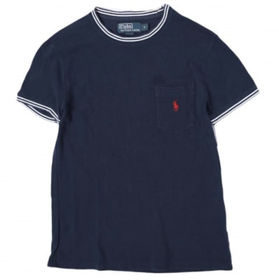 POLO RALPH LAUREN ポロ・ラルフローレン ポニー刺繍 ラインリブ 鹿の子Tシャツ MNBLKNIM1E00027 S NAVY 半袖 ポロシャツ トップス g27498