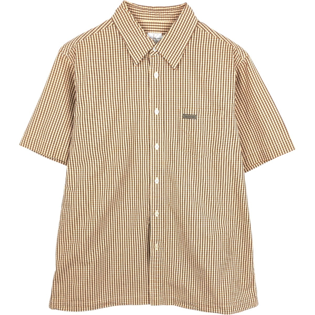 古着 90年代 カルバンクライン Calvin klein JEANS 半袖 コットン チェックシャツ ボックスシャツ メンズXL相当 ヴィンテージ/eaa668773
