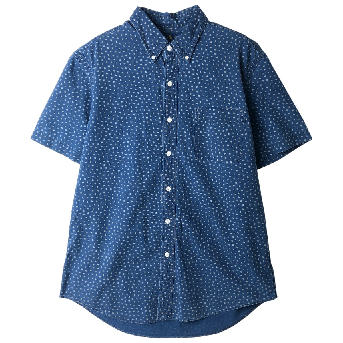 古着 ラルフローレン Ralph Lauren SLIM FIT スリムフィット 星柄 半袖 ボタンダウンシャツ メンズL相当/eaa611044