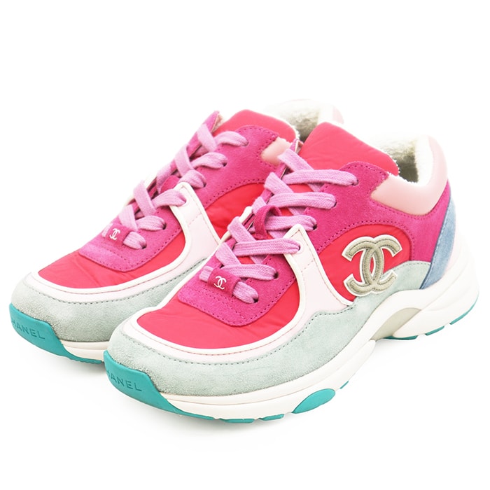 CHANEL シャネル スニーカー サイズ 36 レディース G34360 COCOマーク ロゴ スウェード シューズ 靴 ピンク 桃色 イタリア製