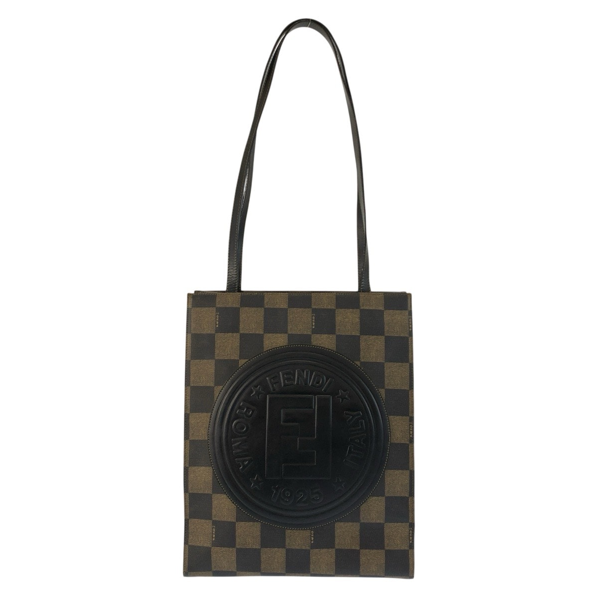 美品 FENDI フェンディ ヴィンテージ ペカン ブラウン ブラック PVC トートバッグ ショルダーバッグ 602608 【中古】