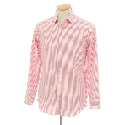 【中古】ビーミング ライフストア バイ ビームス B:MING LIFE STORE by BEAMS ポリエステル ストライプ レギュラーカラー カジュアルシャツ ピンクxホワイト【サイズS】【メンズ】