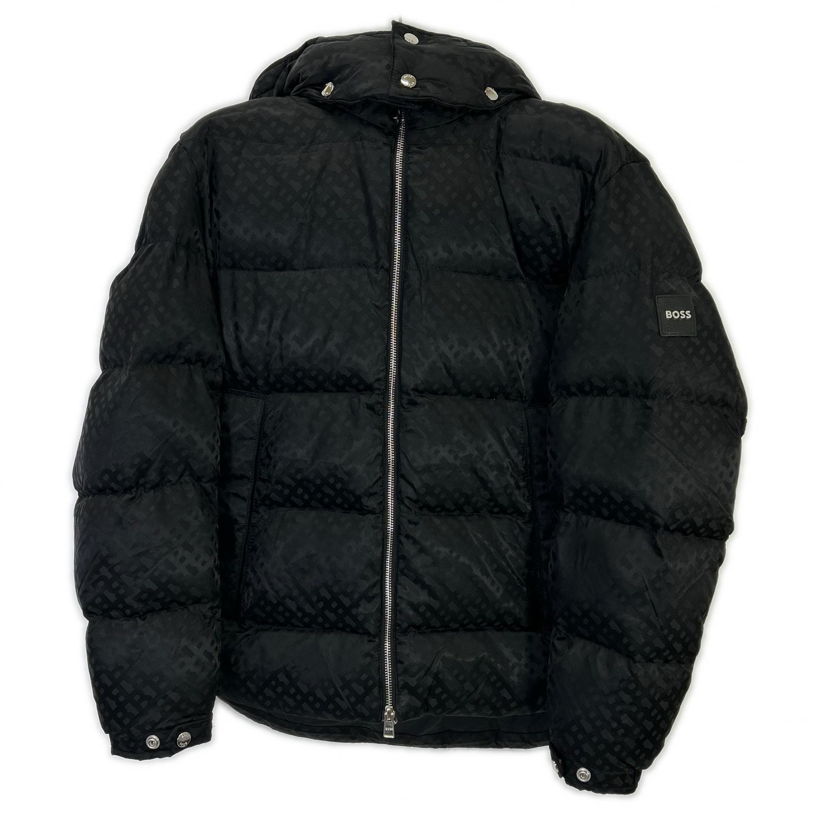 ヒューゴボス ブラック モノグラム柄 中綿 ジャケット 46