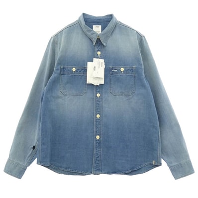 VISVIM ビズビム 26SS 126105011013 LARRIKAN L/S CRASH ダメージリペア加工 クラッシュ 長袖 ワークシャツ インディゴブルー系【新古品】【未使用】【中古】