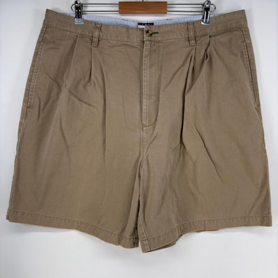 古着 90's/90年代 トミーヒルフィガー TOMMY HILFIGER ショートパンツ ツータック ワンポイント チノパン ハーフ w40 ベージュ メンズ