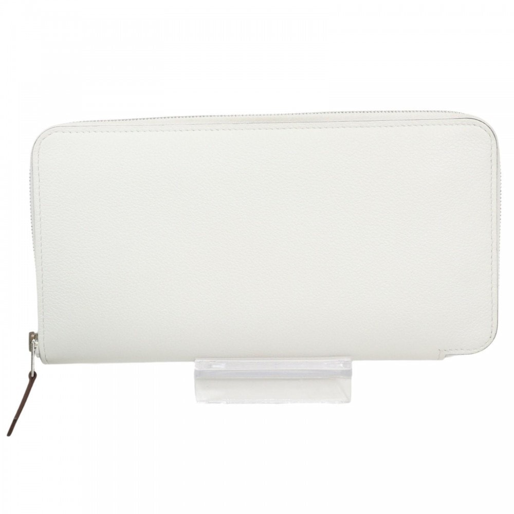 HERMES エルメス 長財布 アザップロングシルクイン ワイルド ロングウォレット ラウンドファスナー AZAP LONG SILK IN B レザー    ホワイト 白 シルバー金具 レディース 2023年【中古品】