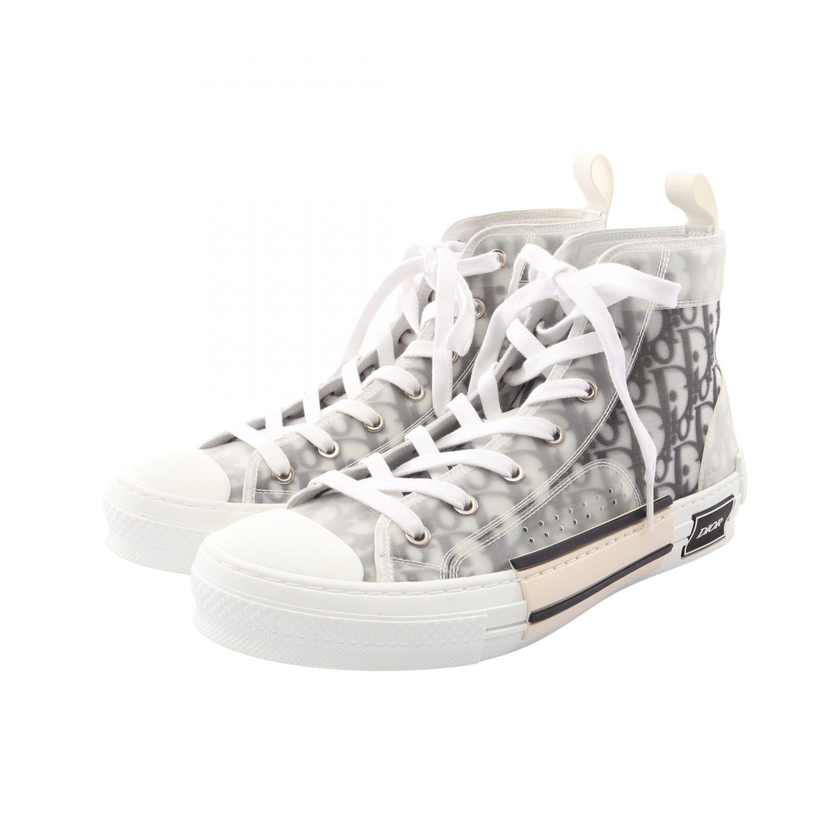 ディオール Dior B23 ハイトップスニーカー オブリーク スニーカー 靴 キャンバス ラバー メンズ ホワイト系 / ブラック系 【中古】
