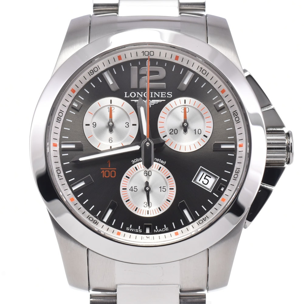 ロンジン LONGINES L3.700.4.79.6 コンクエスト ローラン ギャロス クロノグラフ クォーツ メンズ 美品 箱・保証書付き 腕時計 Q#148842