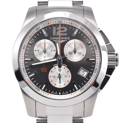 ロンジン LONGINES L3.700.4.79.6 コンクエスト ローラン ギャロス クロノグラフ クォーツ メンズ 美品 箱・保証書付き 腕時計 Q#148842