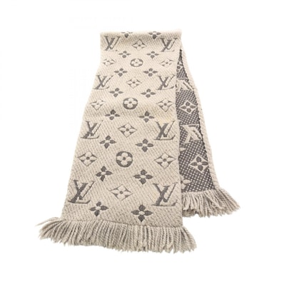 ルイ・ヴィトン LOUIS VUITTON モノグラム マフラー 衣料品 ウール シルク レディース グレー系 【中古】
