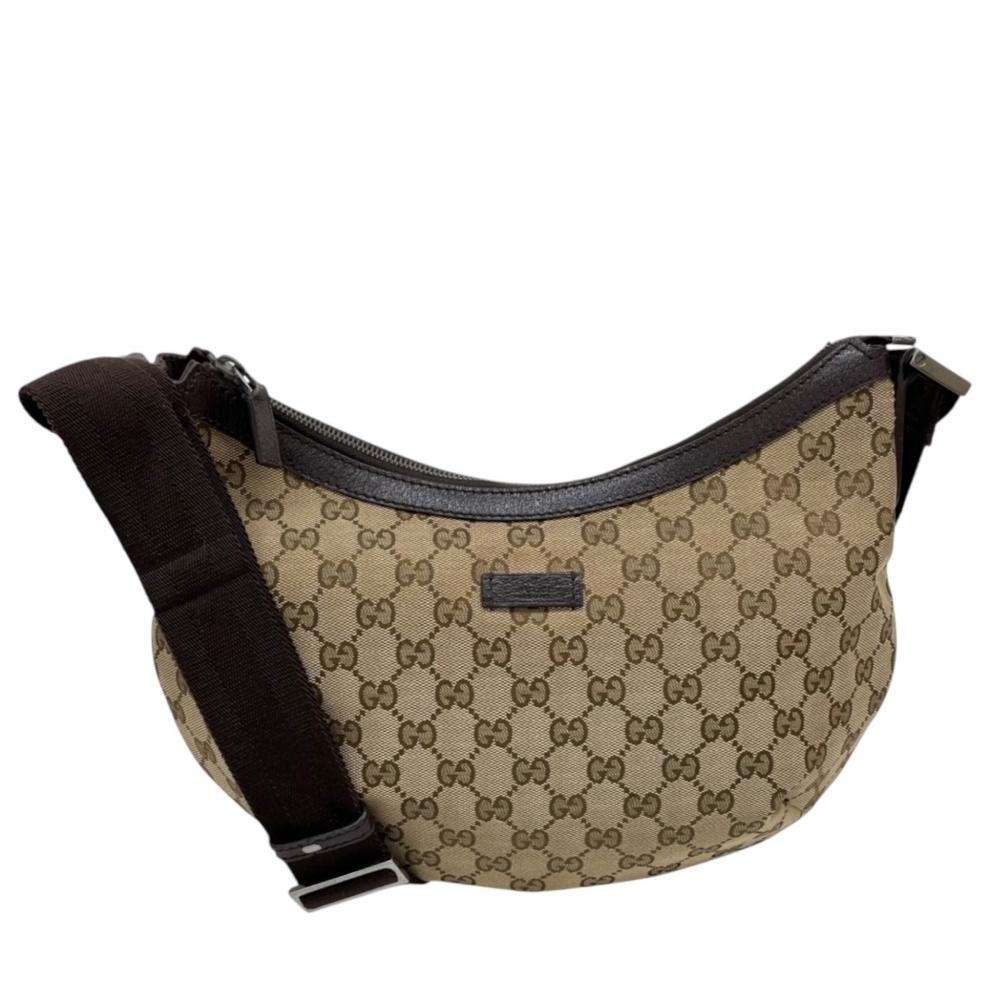 GUCCI グッチ ショルダーバッグ シェリーライン 斜め掛け 181092 GGキャンバス  カーフ   ベージュ シルバー金具 レディース【中古品】