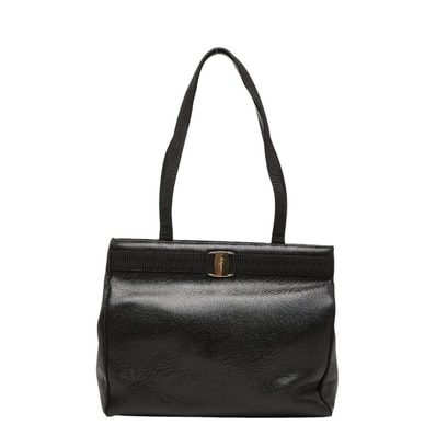 サルヴァトーレフェラガモ ヴァラ リザード型押し トートバッグ BA21 2530 ブラック レザー レディース Salvatore Ferragamo 【中古】