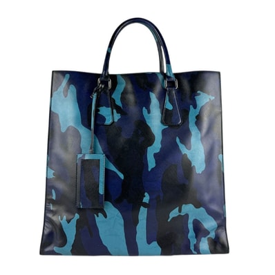 プラダ PRADA ショルダーバッグ ハンドバッグ レザー ブルー系 ユニセックス【中古】 z7341