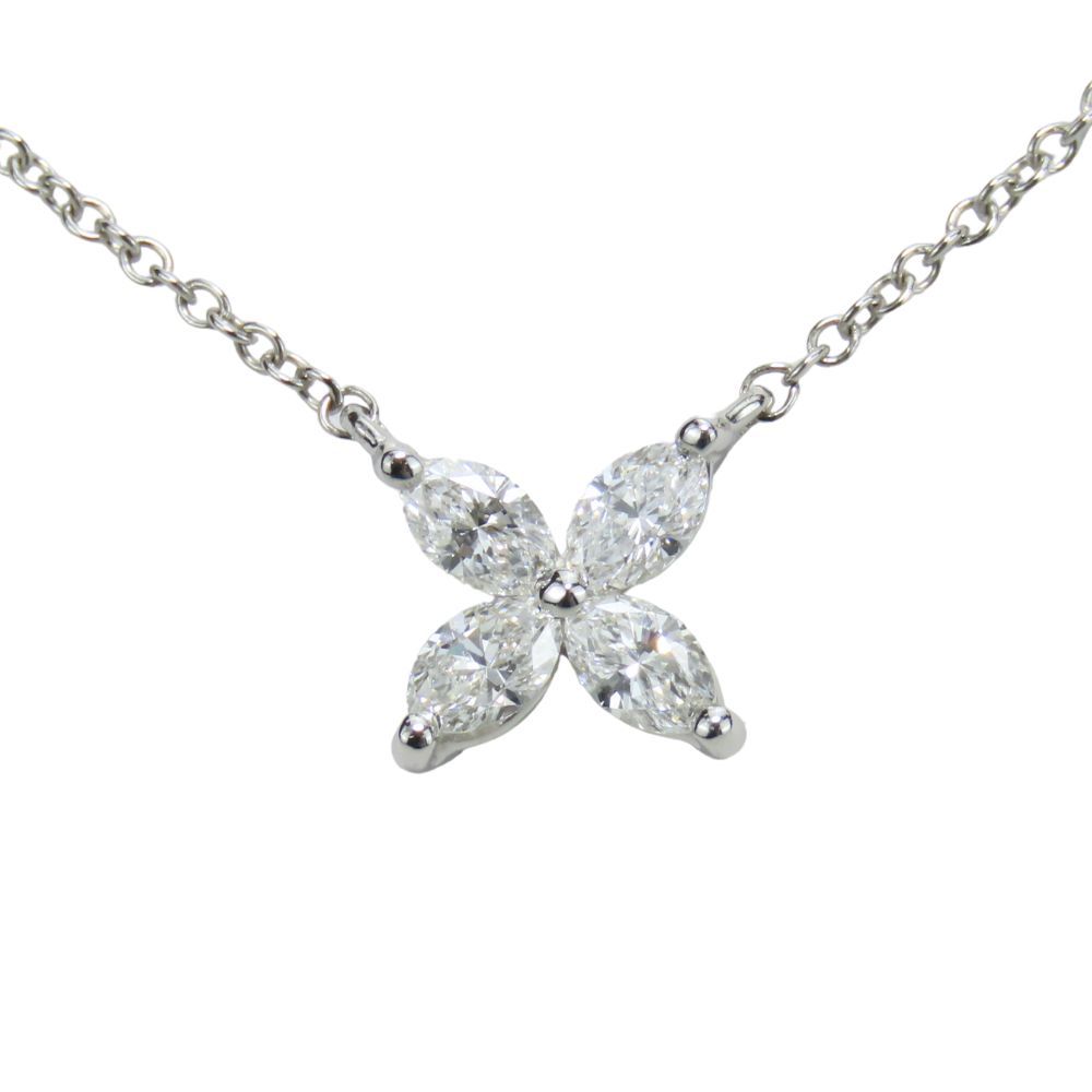 【中古】 ティファニー ネックレス ビクトリア Pt950 ダイヤモンド 約2.9g シルバー スモール ジュエリー レディース 女性 TIFFANY&Co.