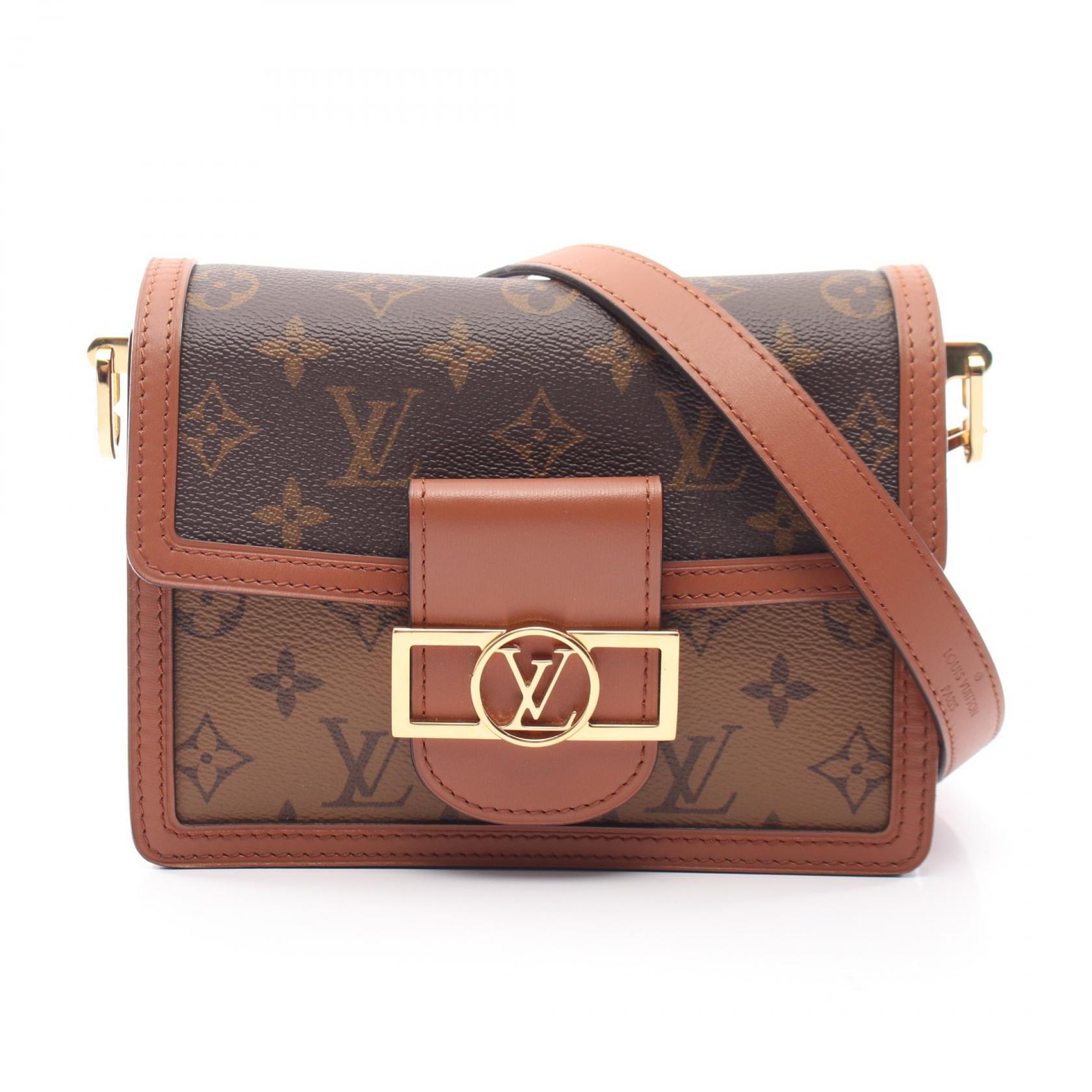 ルイ・ヴィトン LOUIS VUITTON ドーフィーヌ MINI モノグラムリバース ショルダーバッグ バッグ PVCコーティングキャンバス レザー ベージュ レディース ブラウン系 / ベージュ系 M45959 【中古】