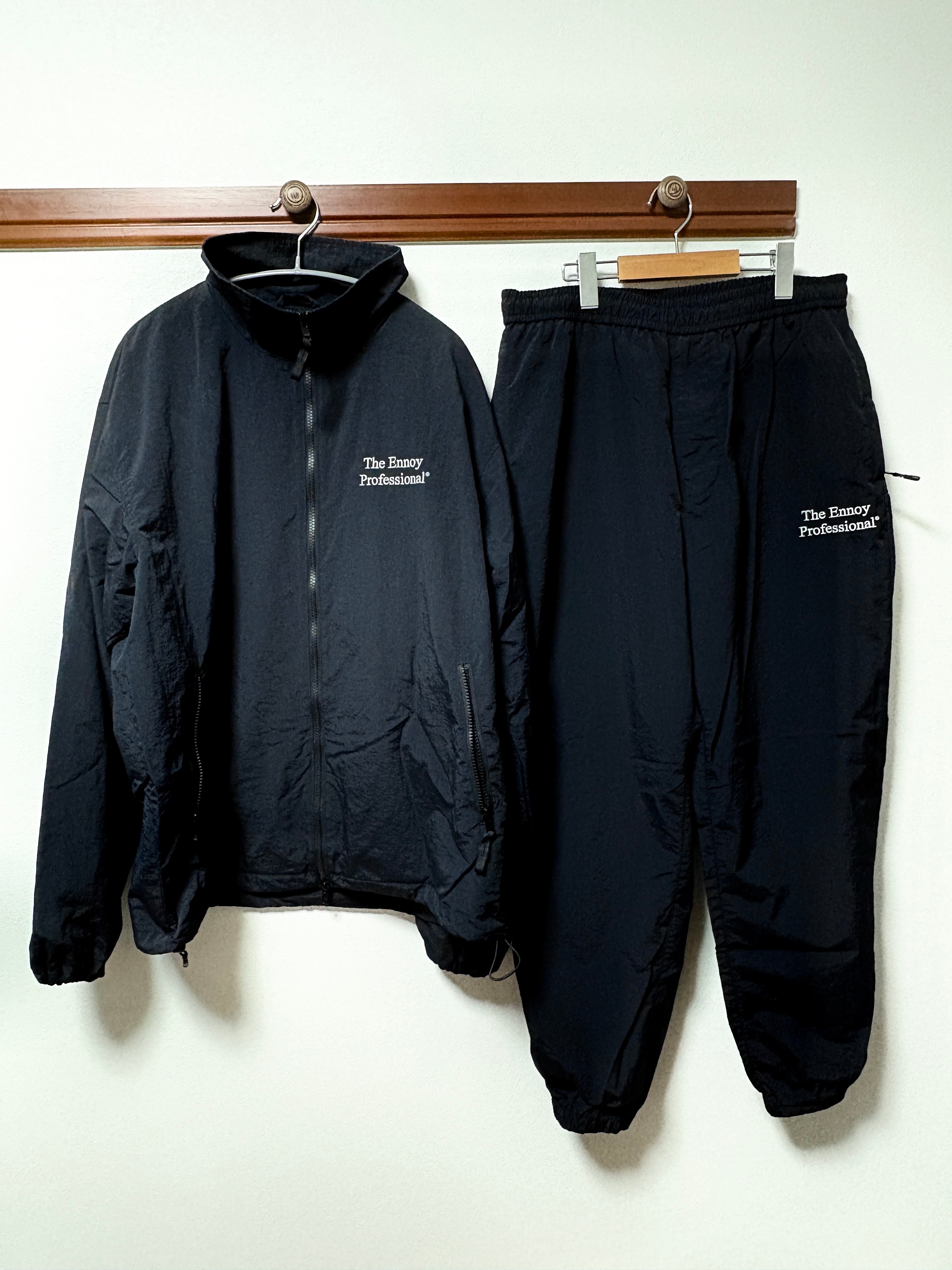 ENNOY 23AW Stylistshibutsu Nylon Track Suit Set Up Black × White AW23BRENJK02LP / AW23BRENPT04LP