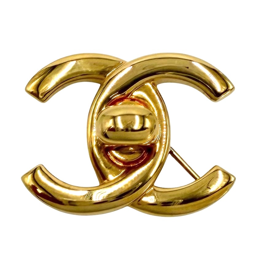 CHANEL シャネル ブローチ ココマーク ターンロックデザイン アクセサリー GP 97P ゴールド レディース 約11.7g 美品 1997年【中古品】