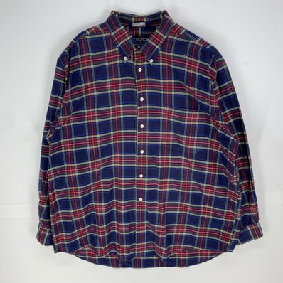 古着 90's/90年代 ノーティカ NAUTICA 長袖シャツ ボタンダウン 刺繍ロゴ ロングスリーブ ワンポイント XL ネイビー系 メンズ