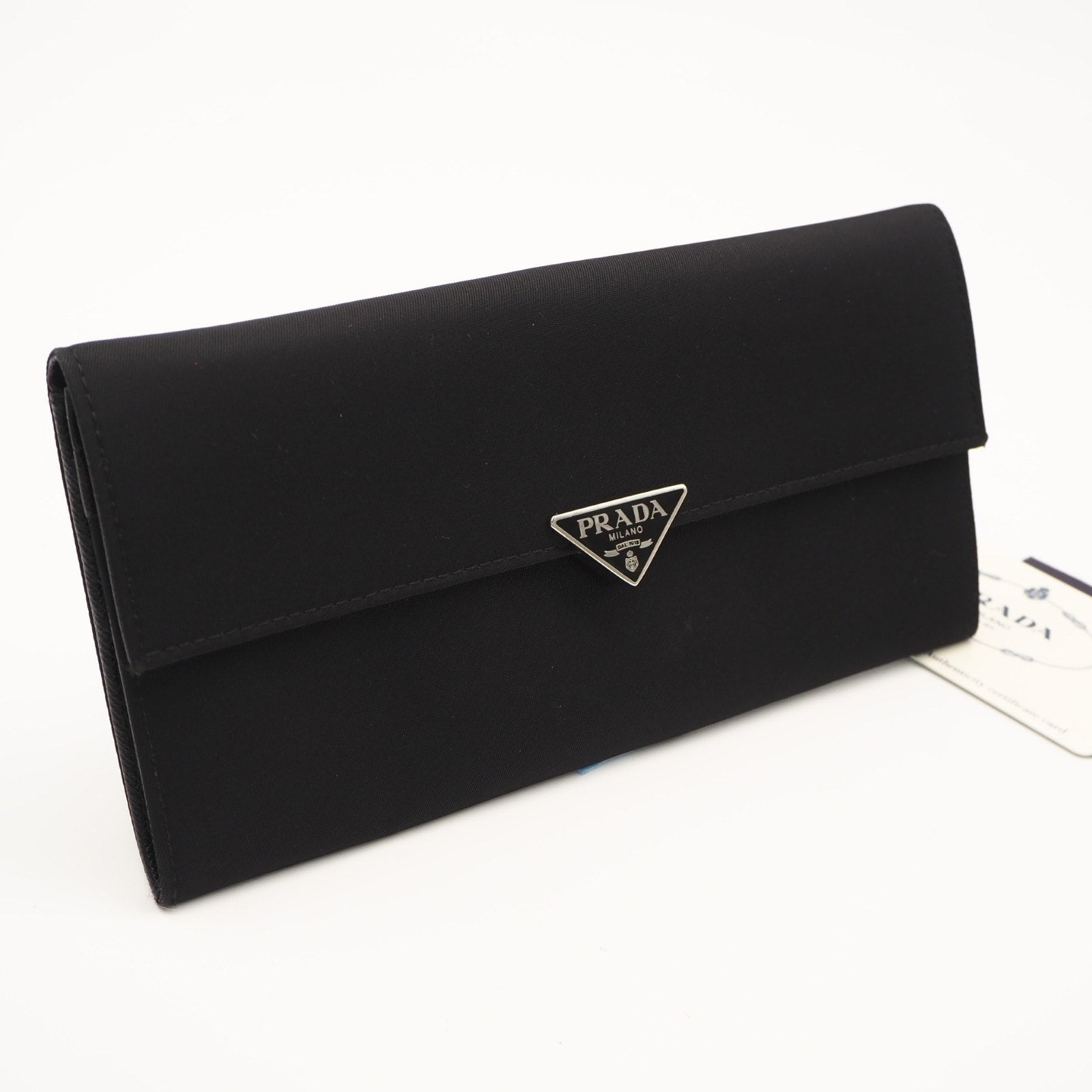 美品 PRADA プラダ テスート トライアングルロゴ ロングウォレット 1M1037 長財布 ブラック ナイロン サフィアーノ メンズ