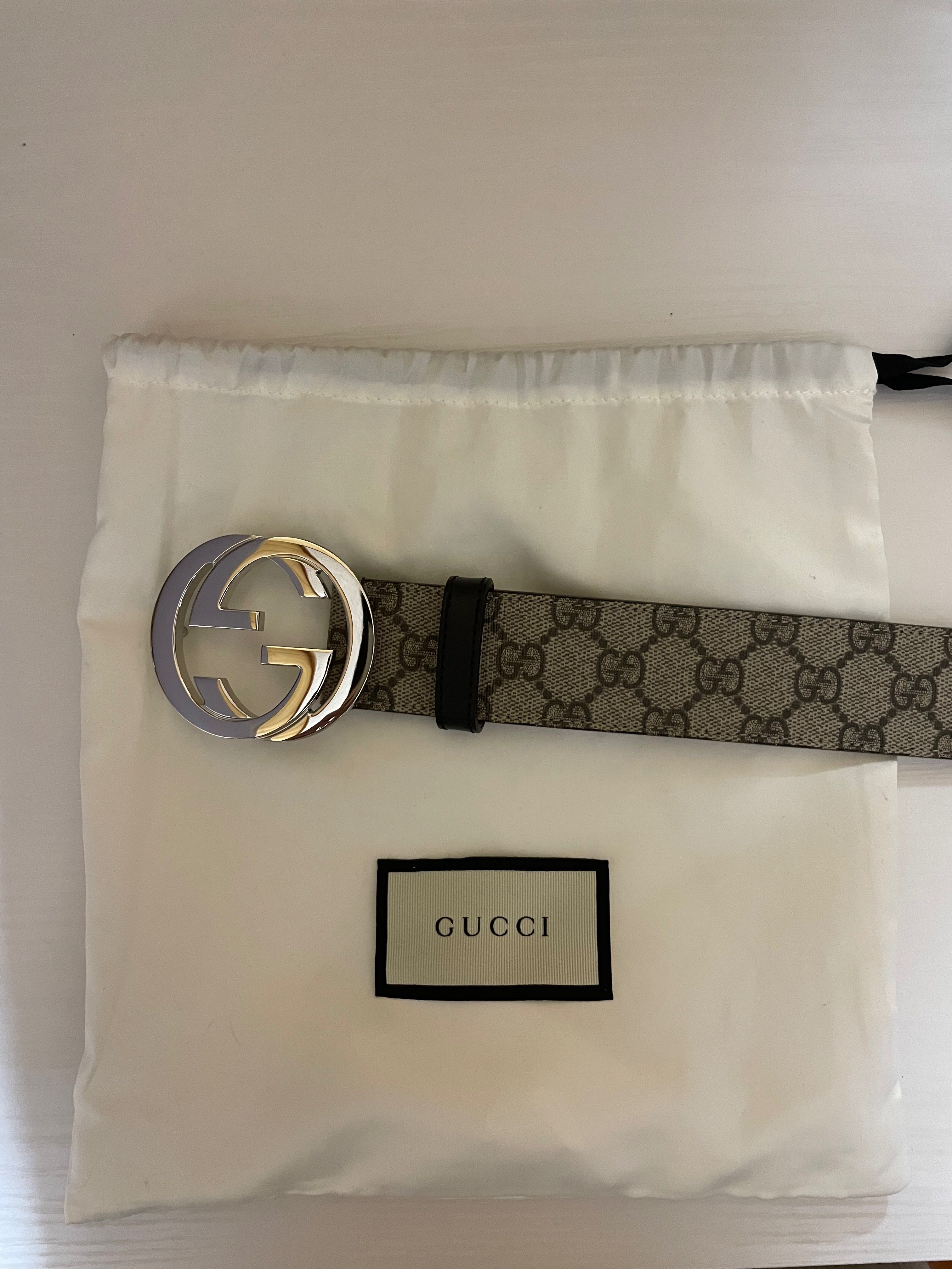 GUCCI GG Supreme Belt With G Buckle "Beige/Ebony"