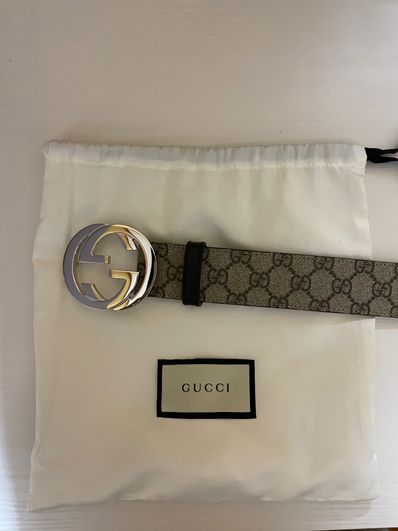 GUCCI GG Supreme Belt With G Buckle "Beige/Ebony"