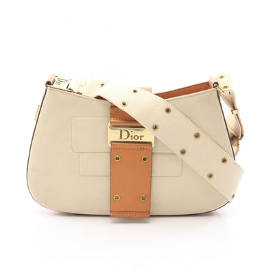 ディオール Dior ストリートシック コロンバス ショルダーバッグ バッグ キャンバス レザー レディース アイボリー系 / ブラウン系 【中古】