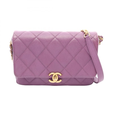 シャネル CHANEL マトラッセ スモールフラップ ショルダーバッグ バッグ カーフ(牛革) レディース パープル系 【中古】