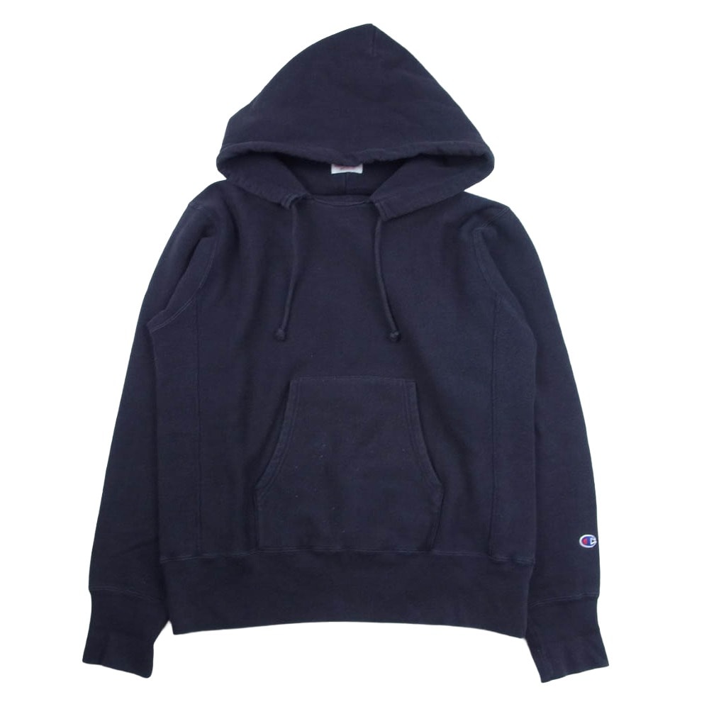 Champion チャンピオン パーカー REVERSE WEAVE 90周年記念 リバースウィーブ 後付け パーカー フーディー ネイビー系 M【中古】