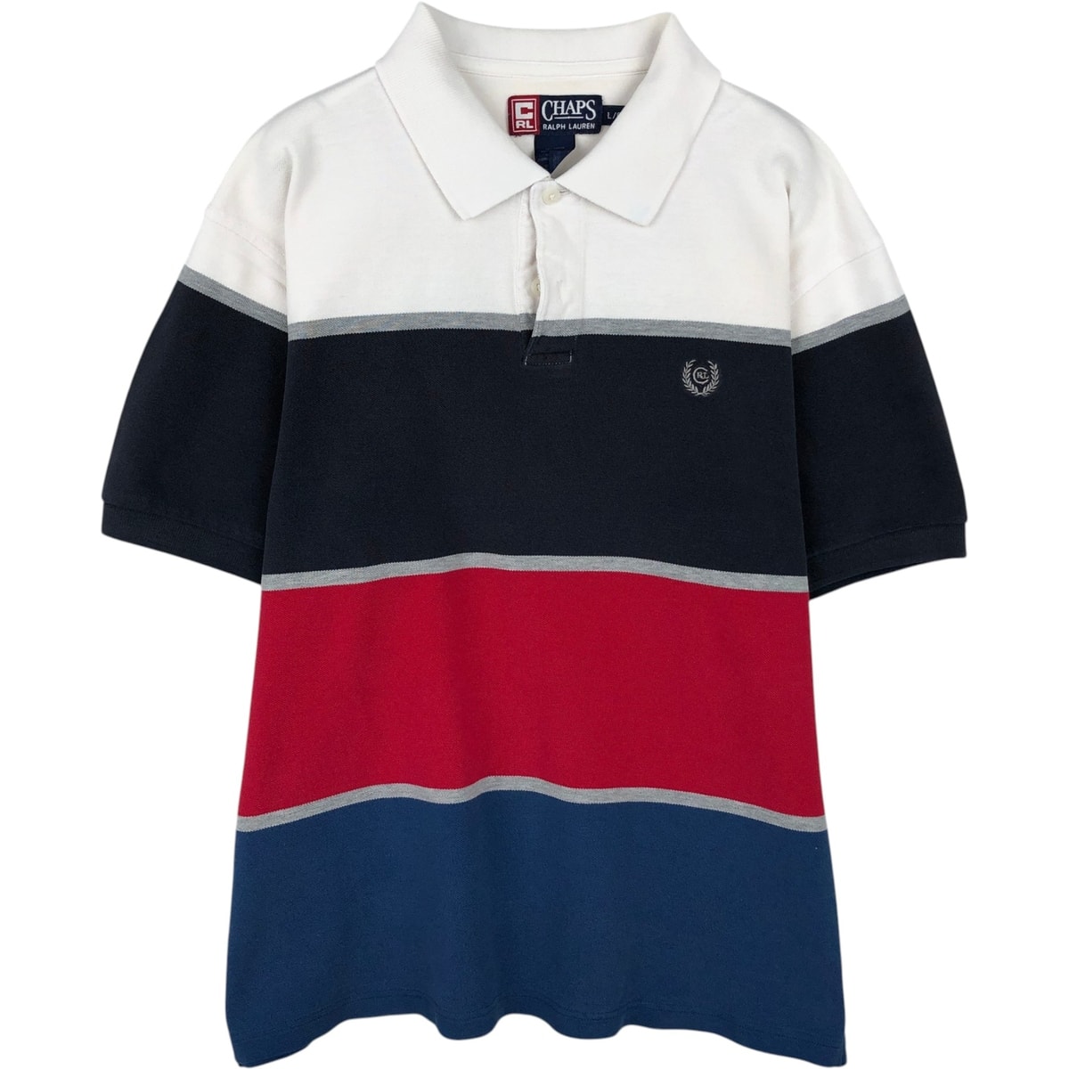 古着 ラルフローレン Ralph Lauren CHAPS チャップス マルチボーダー 半袖 ボーダー ポロシャツ メンズL相当/eaa643577