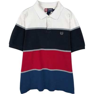 古着 ラルフローレン Ralph Lauren CHAPS チャップス マルチボーダー 半袖 ボーダー ポロシャツ メンズL相当/eaa643577