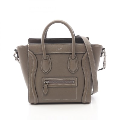 セリーヌ CELINE ラゲージ ナノショッパー 2WAY ハンドバッグ バッグ レザー レディース グレー系 【中古】